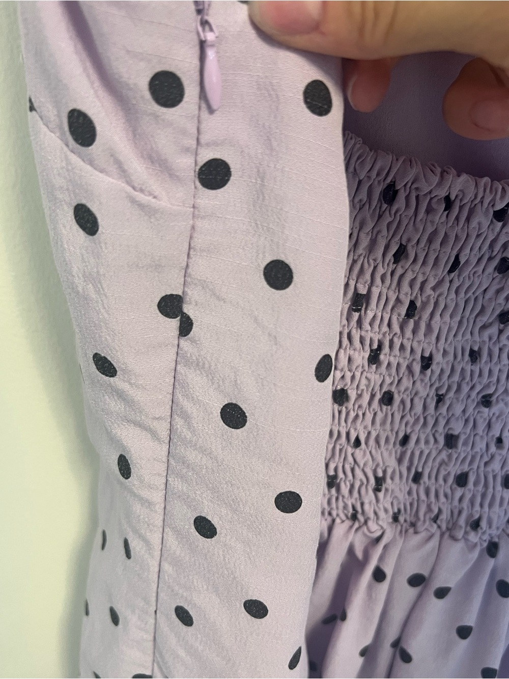 Lilac Polka Dot Tie-Shoulder Midi Dress | Retro | Ruffle Hem - Picture 4 of 8